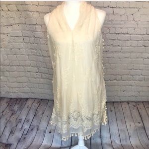 Chelsea & violet / ivory lace floral tassel dress
